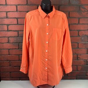 TravelSmith Woman's Medium Orange Long Sleeve Button Down Shirt – Casual‎